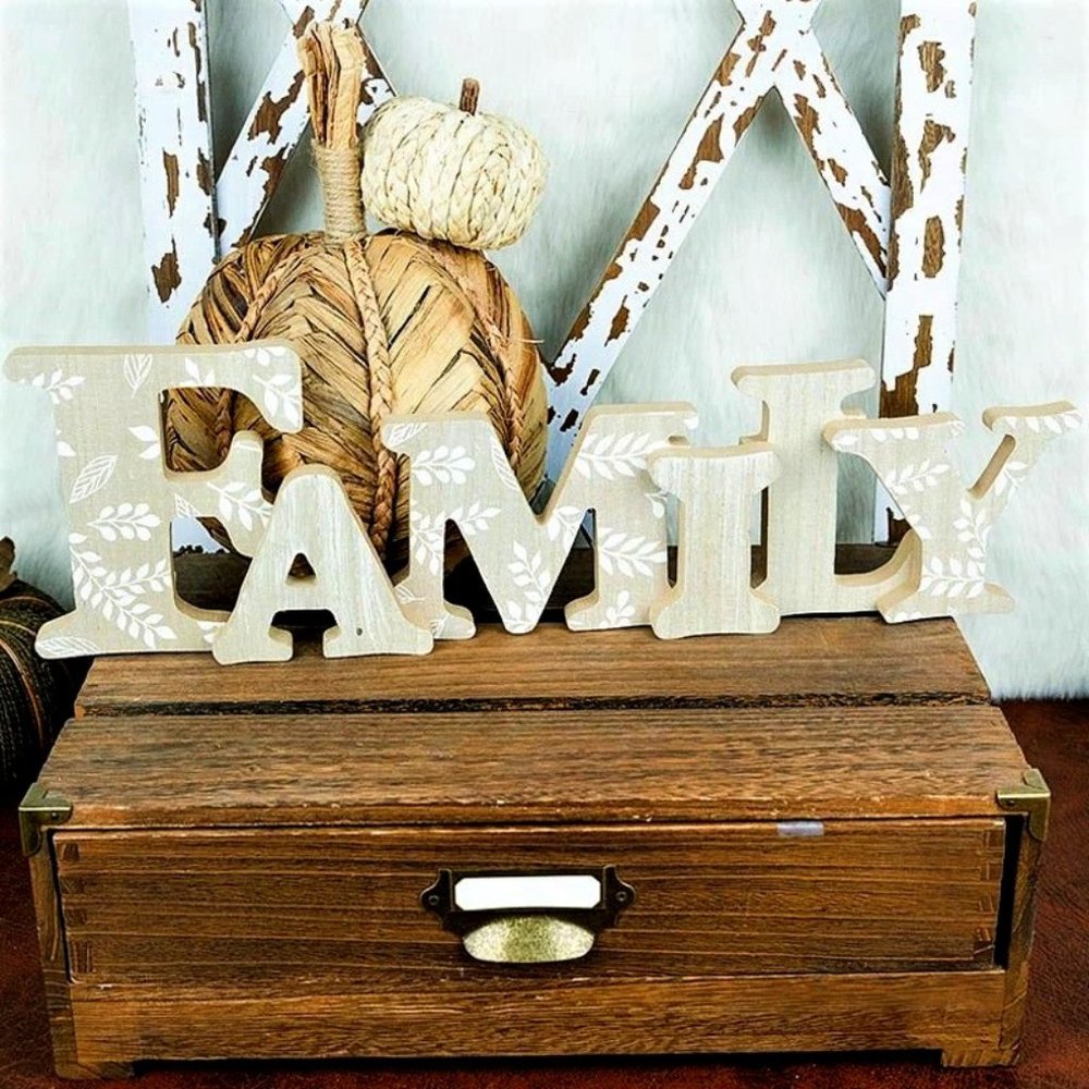 Family. Table or Shelf Wood Décor. NWT.